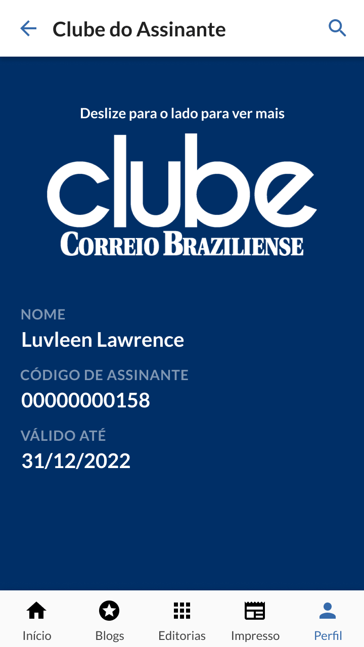 Subscriber club digital card showing subscriber name, membership code, and expiration date.